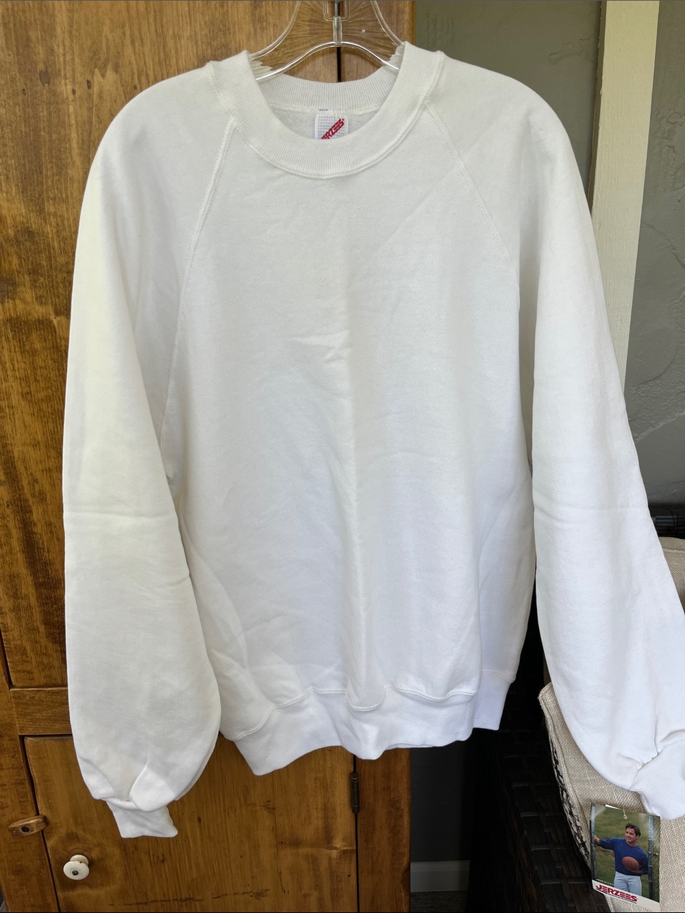 Jerzees Vintage Large White Crewneck Sweatshirt New with Tags